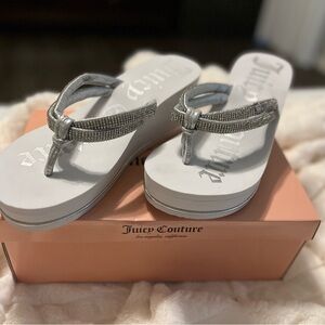 Juicy Couture Silver Flip Flops